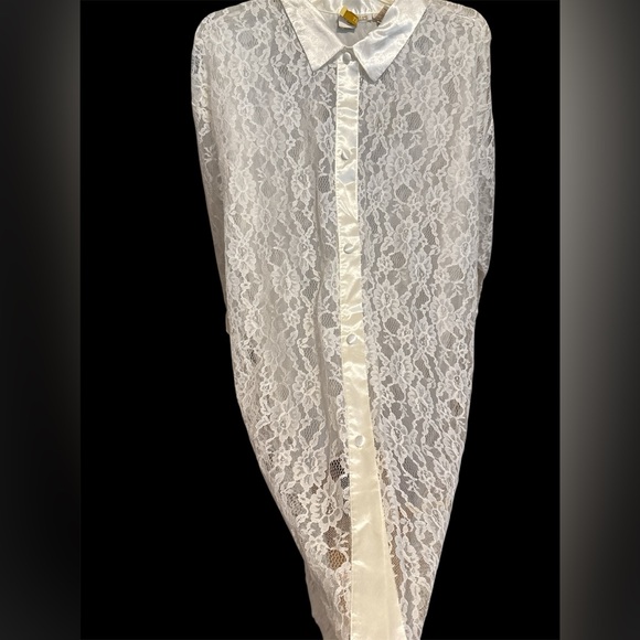 Vintage 1980s Victoria's Secret Ivory Lace Silk Sheer Button Up Bridal Lingerie - Picture 7 of 9
